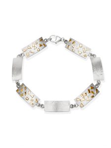 Fiona Kerr Jewellery / Silver & Gold Confetti Rectangle bracelet - GRE07