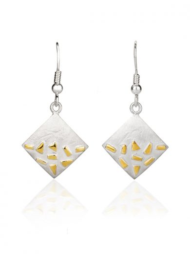 Fiona Kerr Jewellery / Silver and Gold Confetti Square Drop Earrings - GSQ04