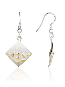 Fiona Kerr Jewellery / Silver and Gold Confetti Square Drop Earrings - GSQ04