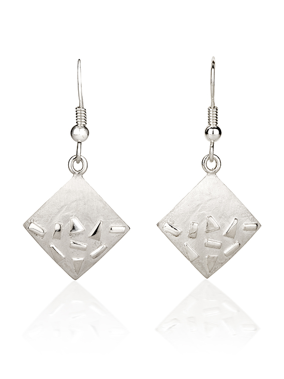 Fiona Kerr Jewellery / Silver Confetti Square Drop Earrings - SSQ04