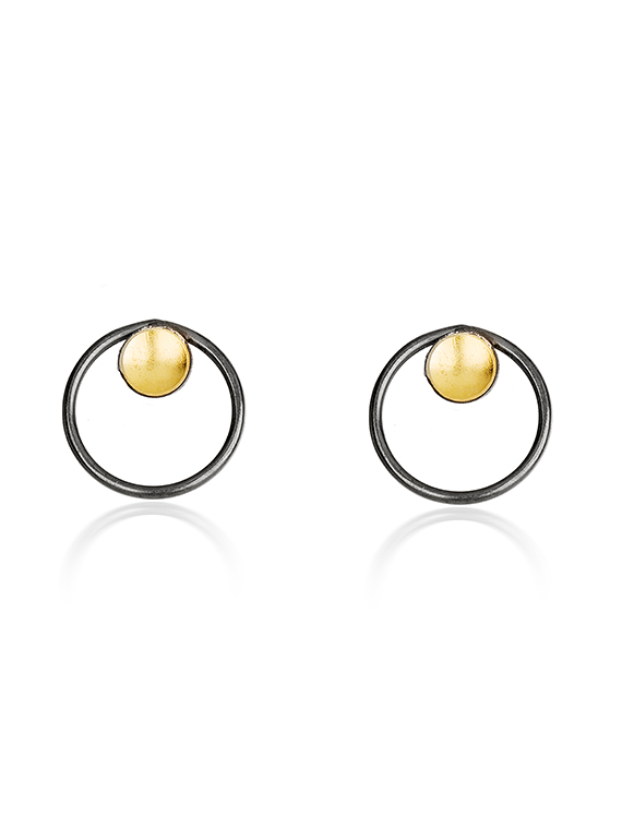 Fiona Kerr Jewellery / Black & Gold Stud Earrings - BG04