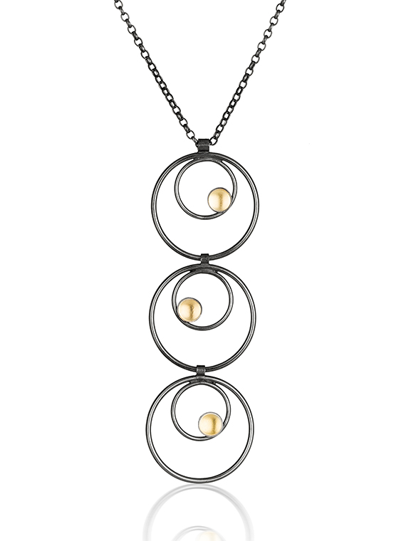 Fiona Kerr Jewellery / Black & Gold Multi Drop Pendant - BG18