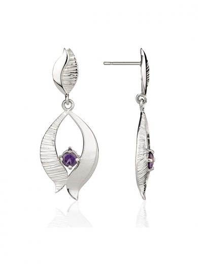 Fiona Kerr Jewellery / Ebb and Flow Silver Drop Earrings with amethyst - EF02B