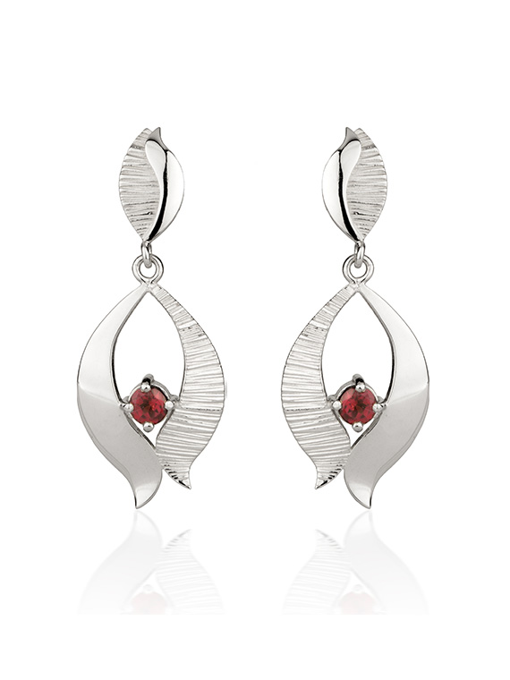 Fiona Kerr Jewellery / Ebb and Flow Silver Drop Earrings with Garnet - EF02G