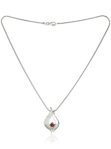 Fiona Kerr Jewellery / Ebb and Flow Silver medium pendant with Garnet - EF04G