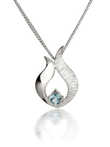 Fiona Kerr Jewellery / Ebb and Flow Small Silver Pendant with Blue Topaz - EF06B