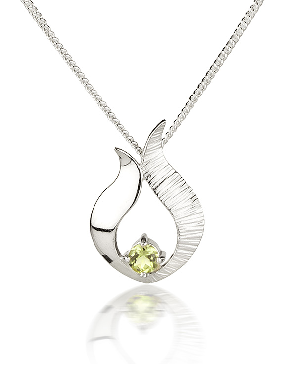 Fiona Kerr Jewellery / Ebb and Flow Small Silver Pendant with Peridot - EF06A