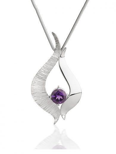 Fiona Kerr Jewellery / Ebb and Flow Large Silver Pendant with Amethyst - EF08A