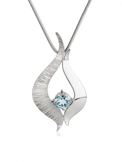 Fiona Kerr Jewellery / Ebb and Flow Large Silver Pendant with Blue Topaz - EF08B