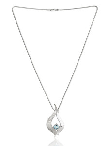 Fiona Kerr Jewellery / Ebb and Flow Large Silver Pendant with Blue Topaz - EF08B