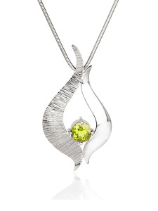 Fiona Kerr Jewellery / Ebb and Flow Large Silver Pendant with Peridot - EF08P
