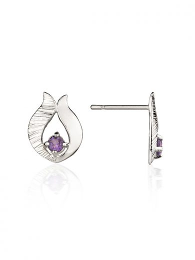 Fiona Kerr Jewellery / Ebb and Flow Silver Stud Earrings with Amethyst - EF10A