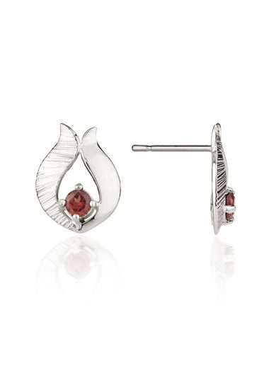 Fiona Kerr Jewellery / Ebb and Flow Silver Stud Earrings with Garnet - EF10G