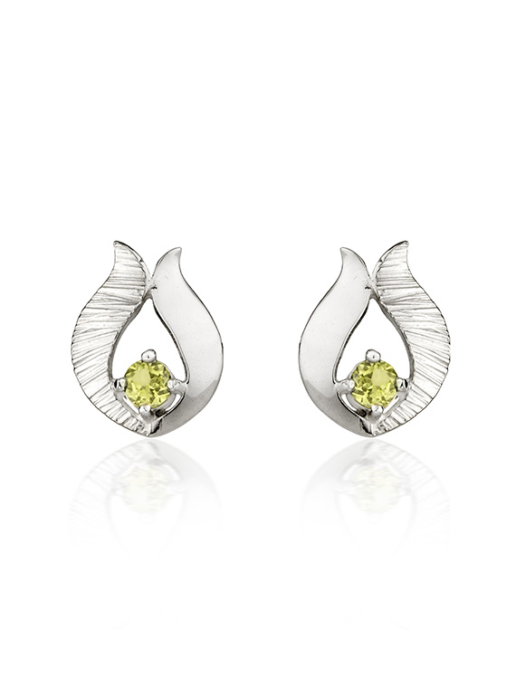 Fiona Kerr Jewellery / Ebb and Flow Silver Stud Earrings with Peridot - EF10P