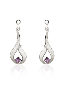 Ebb and Flow Small Silver Drop Earrings with Amethyst - EF12A