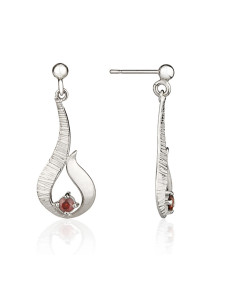 Fiona Kerr Jewellery / Ebb and Flow Silver Drop Earrings with Garnet - EF12G