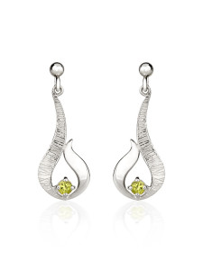 Fiona Kerr Jewellery / Ebb and Flow Small Silver Drop Earrings with Peridot - EF12P