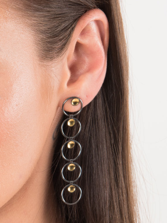Fiona Kerr Jewellery / Black & Gold Multi Drop Earrings - BG16