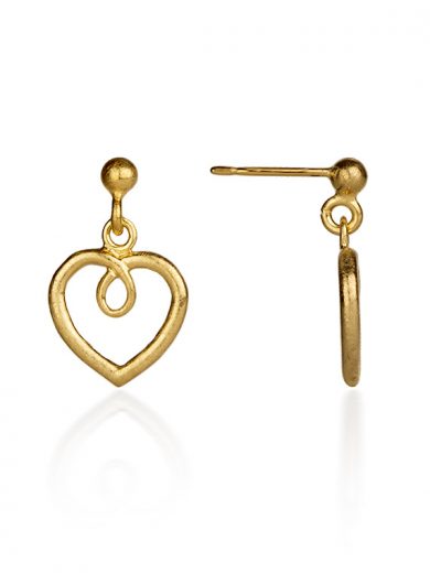 Fiona Kerr Jewellery / Hearts Gold Plated heart drop earrings - GHH02
