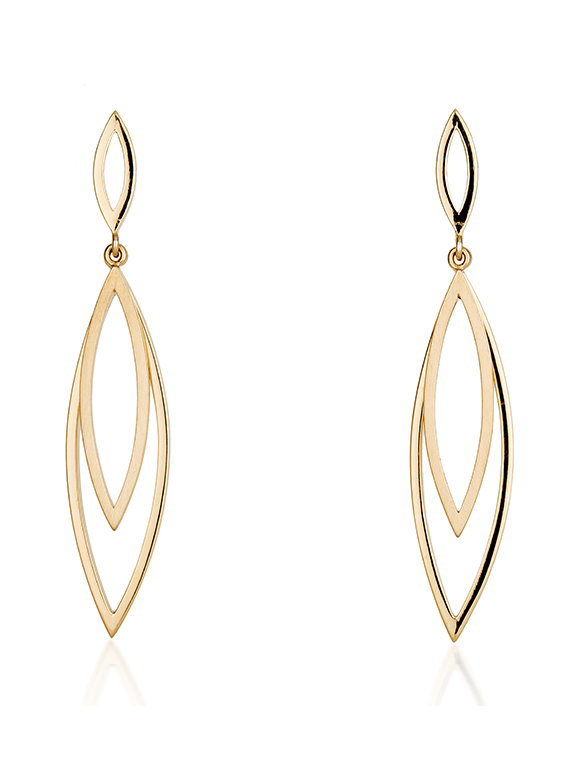 Fiona Kerr Jewellery | 9ct yellow gold large drop earrings with polished and satin finish